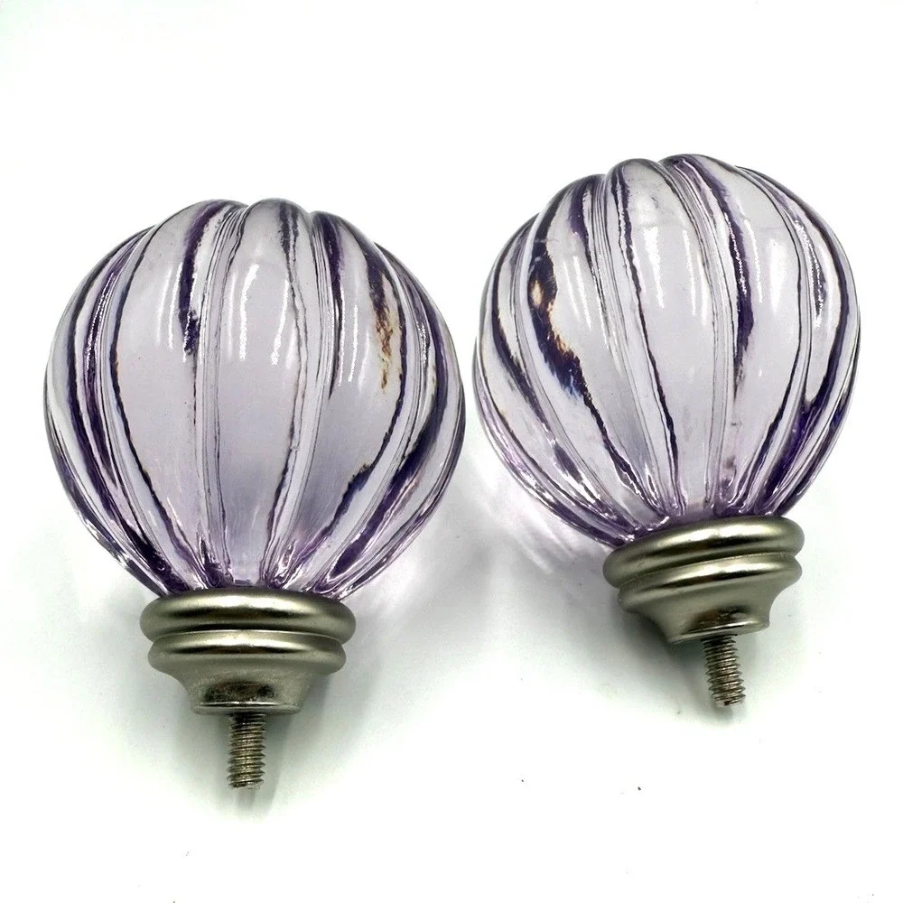 Glass Knobs Pulls Light Purple Hot Air Balloon Effect‎ Chrome Hardware 2 Pair